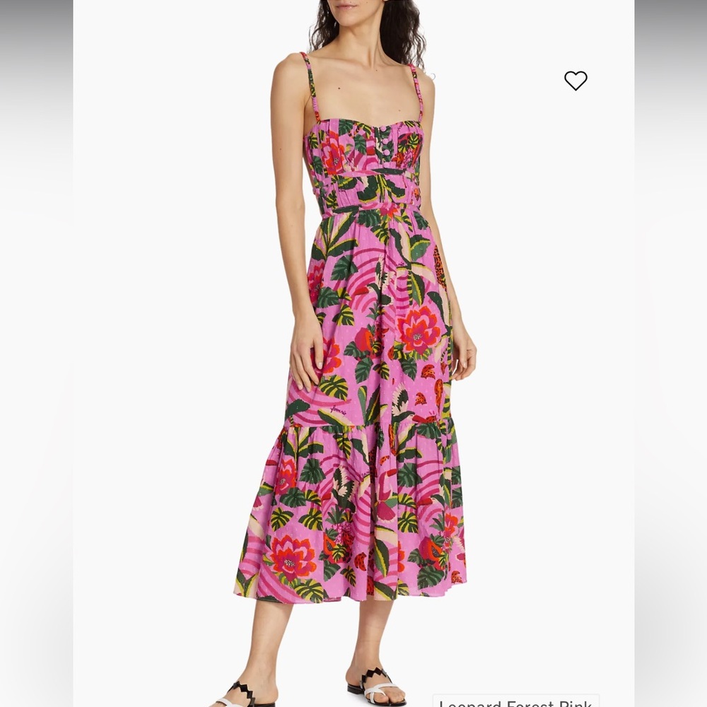 FARM RIO leopard floral midi dress - LIKE NEW
